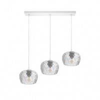 Distribuidor - Lâmpadas Diversas | Lâmpadas Modernas | REGLETA ESTELA 3XE27 BLANCA REGX65X13 CM C/TULIPAS CRISTAL TALLADO TRANSPARENTE Ref: 196893001